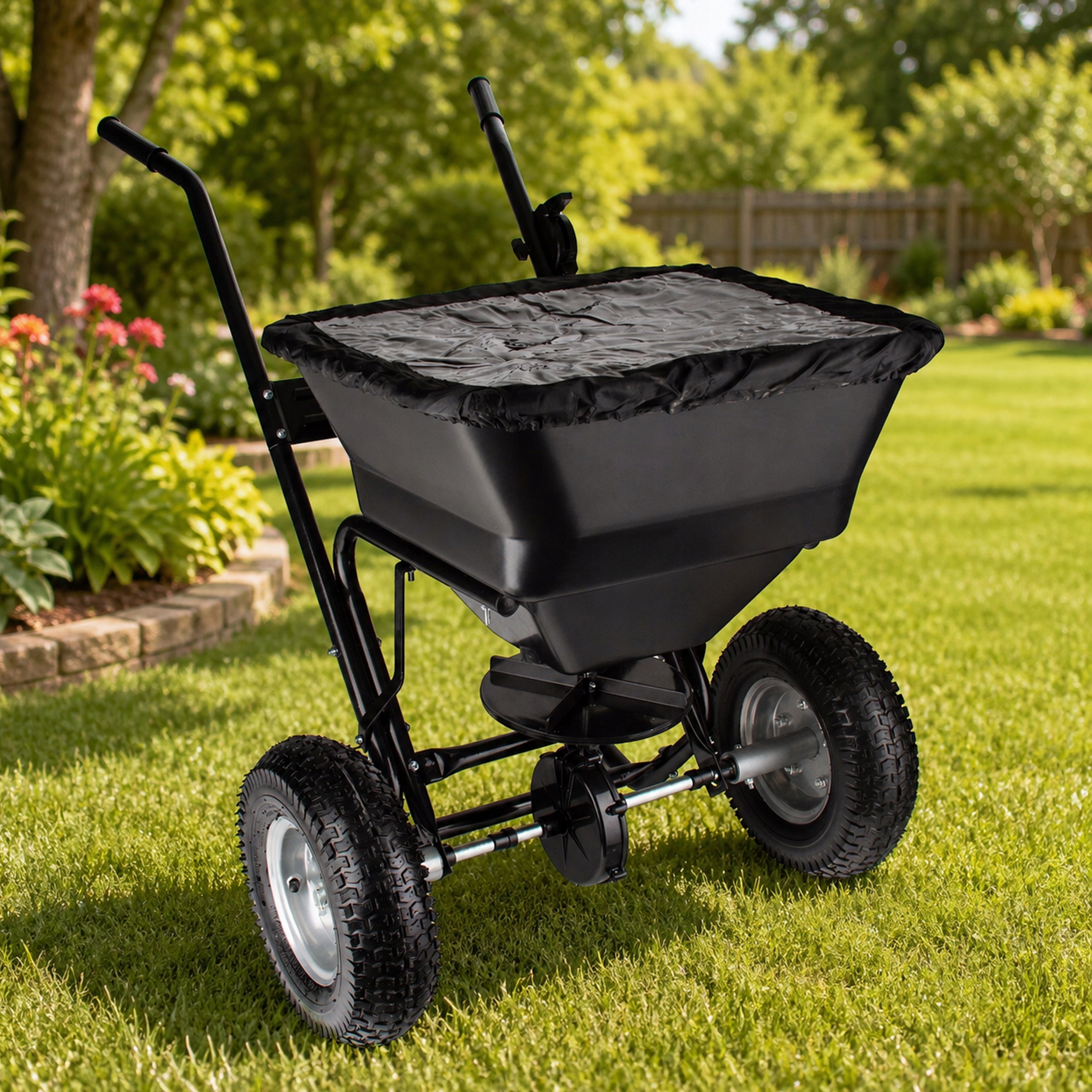 SEED DRILL GRASS SPREADER OF SAND SALT SEEDS REGULATION OF SPREAD 37L WHEEL Packaging status original