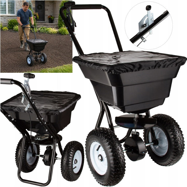 SEED DRILL GRASS SPREADER SAND SALT SEEDS SCATTER ADJUSTMENT 34L WHEEL Packaging status original