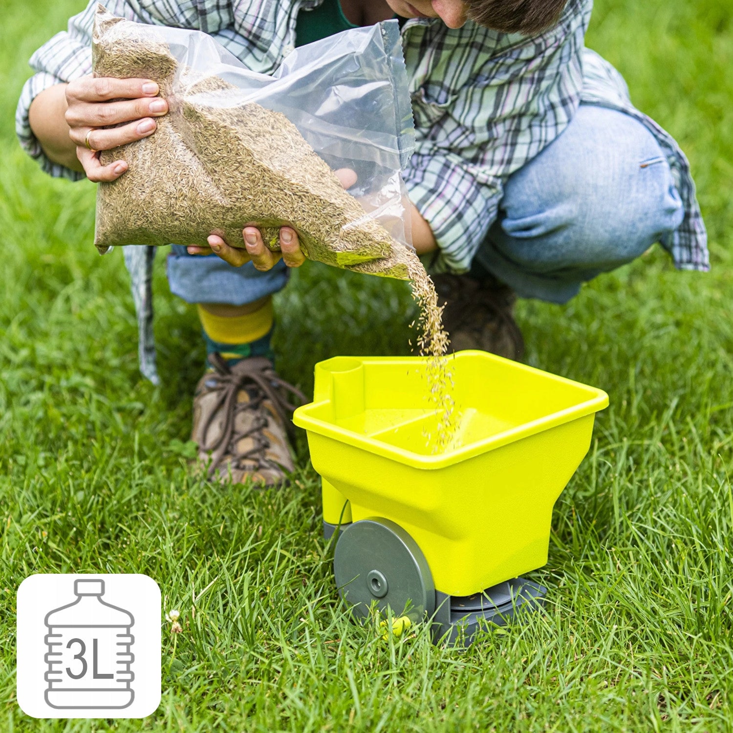 SEED DRILL HAND SPREADER FOR GRASS VEGETABLE GARDEN FERTILIZER SEEDS ADJUSTABLE Packaging status original