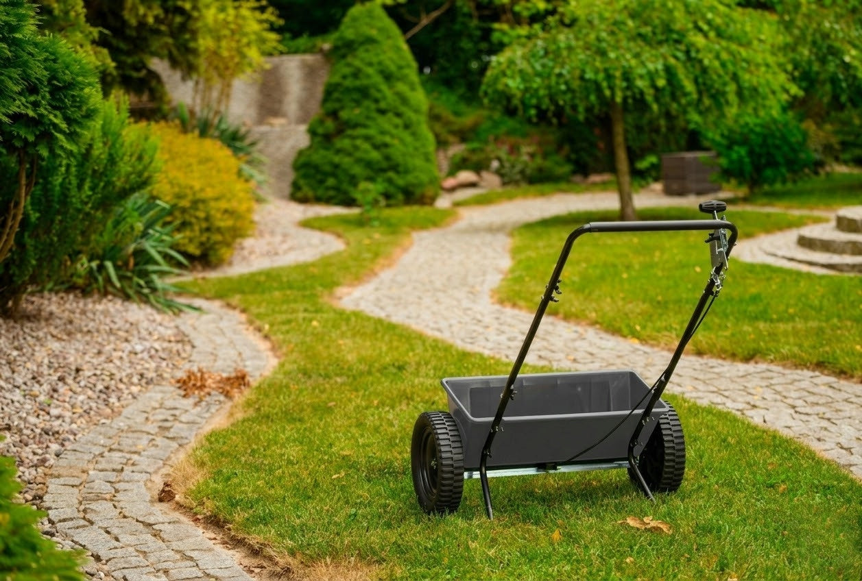 SEED DRILL MANUAL SPREADER OF SAND SALT GRASS FERTILIZER SEEDS FOR ANY TERRAIN Manufacturer code Siewnik do nawozu trawy kompostu na kołach