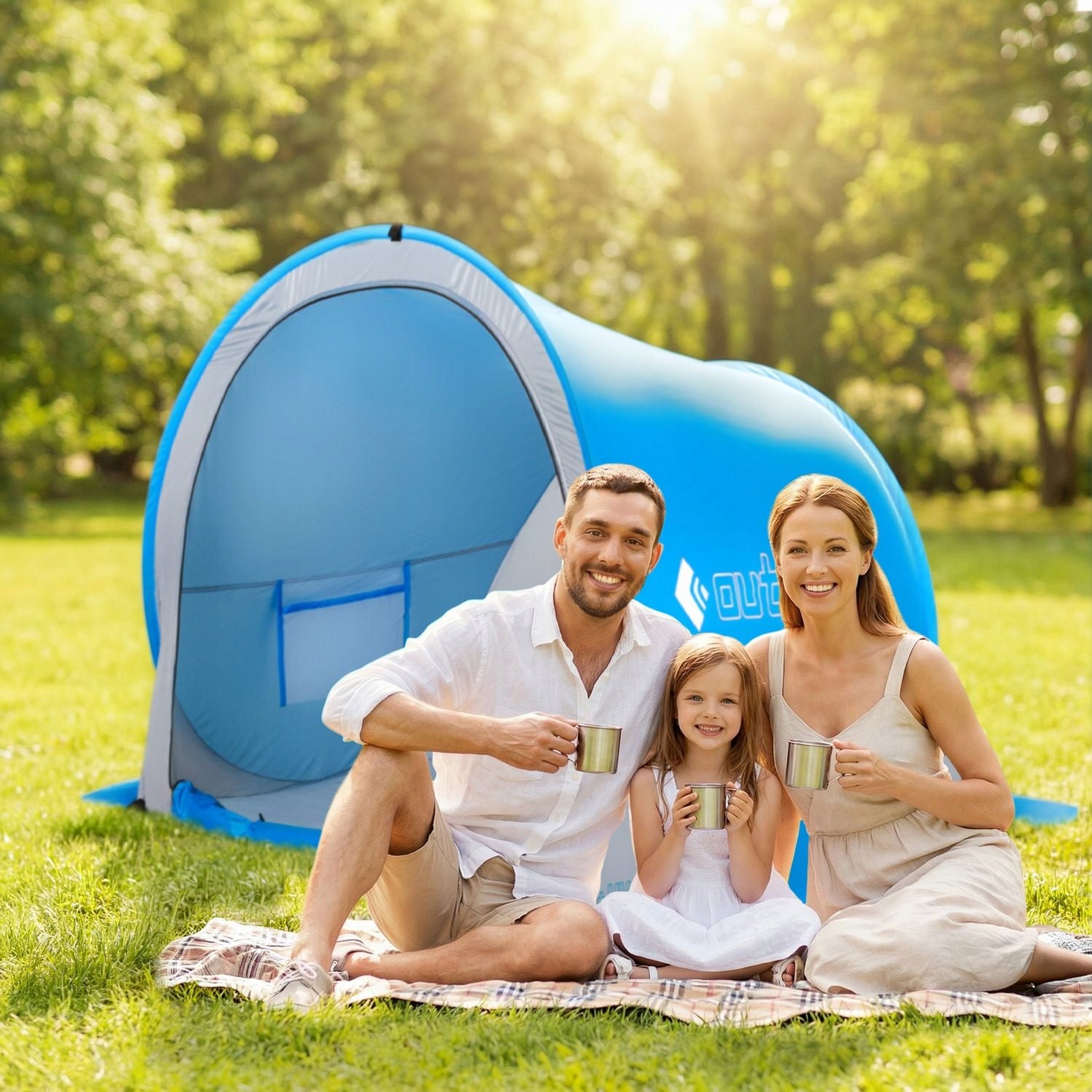 SELF-FOLDING BEACH TENT SCREEN CLOSED POP UP UV50 OUTTEC Brand Outtec