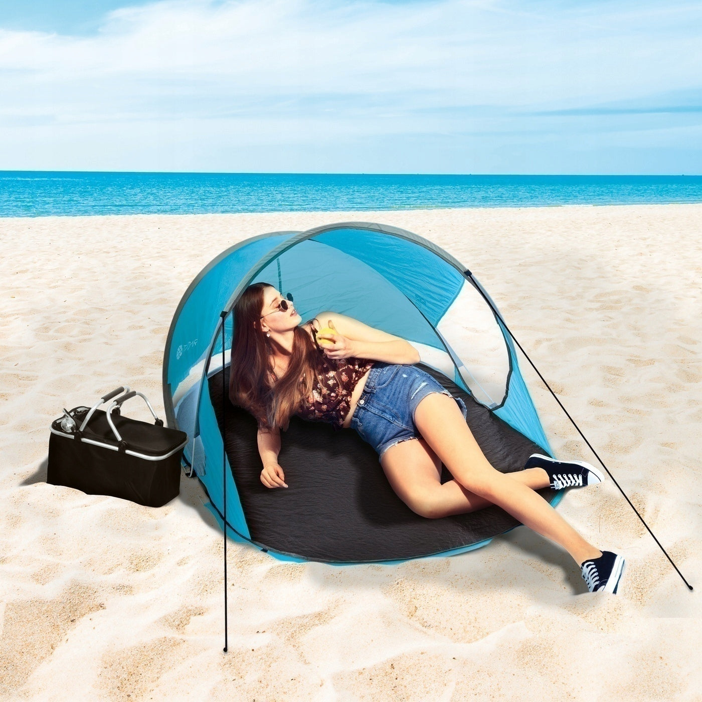 SELF-FOLDING BEACH TENT SCREEN GARDEN tent large XL UV protection Color blue