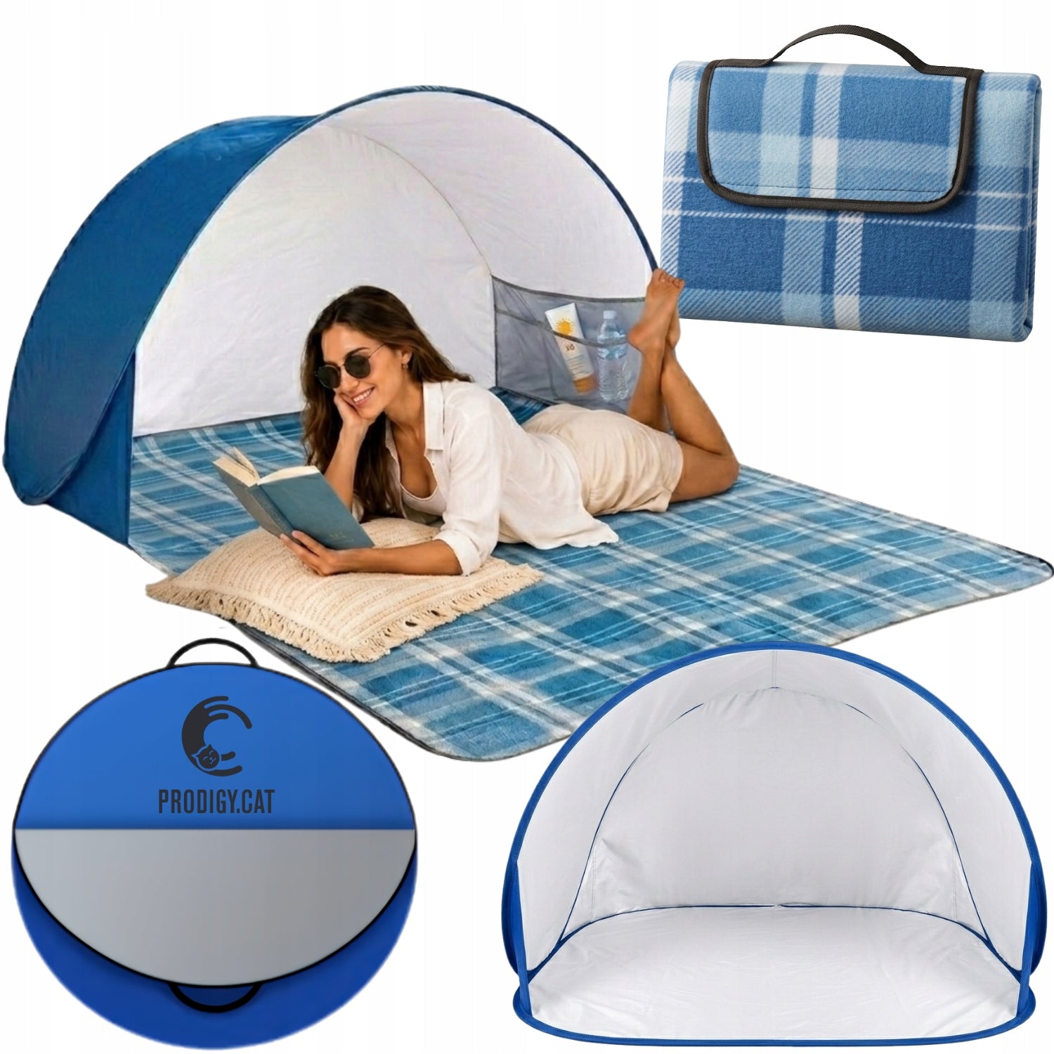 SELF-FOLDING BEACH TENT SMALL BEACH SET XL 150x100cm + BLANKET