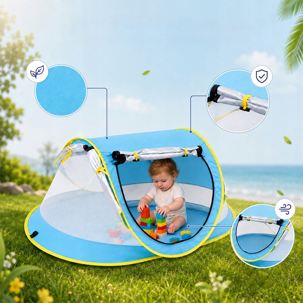 SELF-FOLDING TENT PORTABLE UV 50+ BREATHABLE FOR BABIES CHILDREN Manufacturer code NAMIOT SAMOROZKŁADAJĄCY OGRODOWY NA PLAZE 220