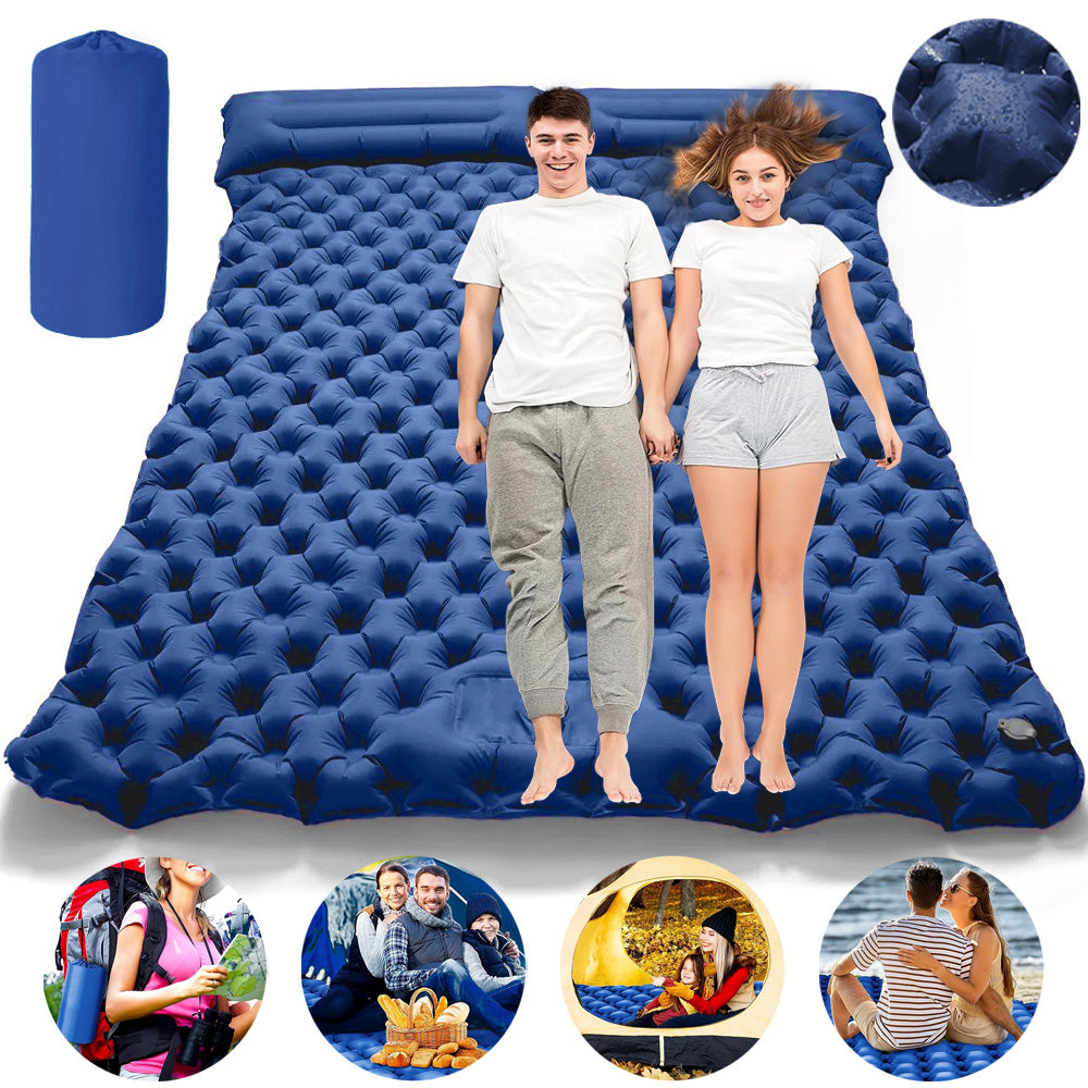 SELF-INFLATING DOUBLE MATTRESS 200*120CM WITH PILLOW FOR CAMPING, TRAVEL