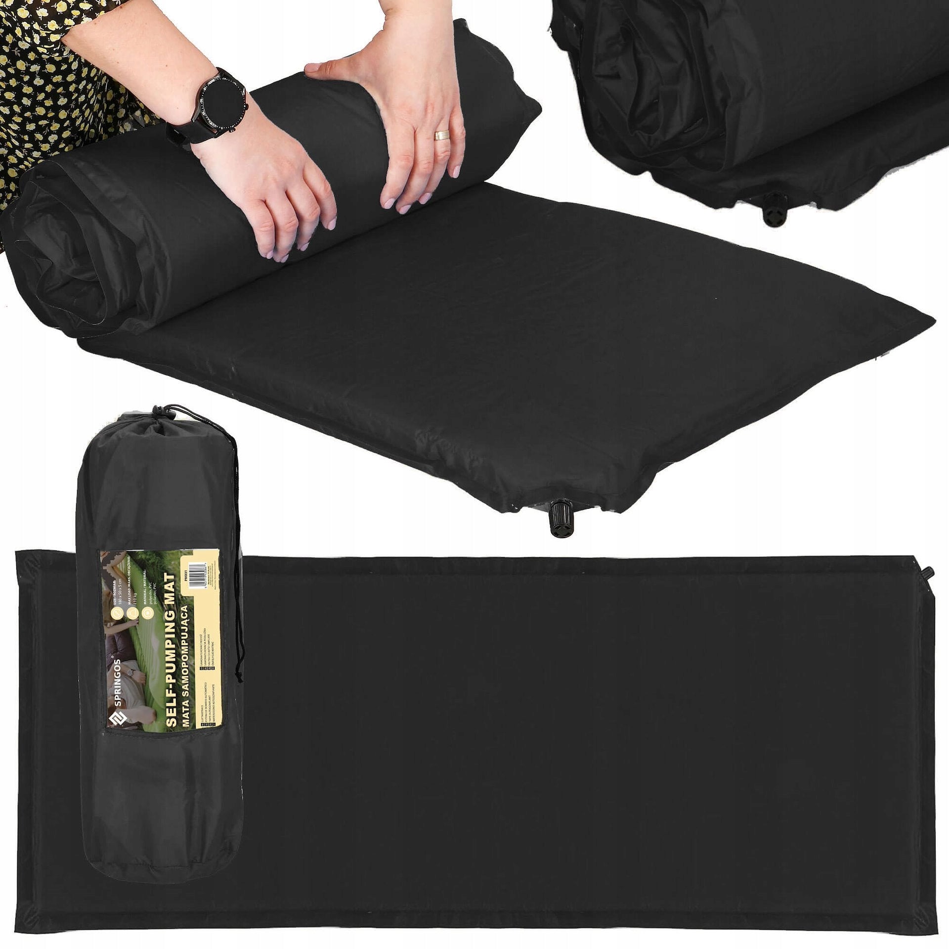 SELF-INFLATING MAT KARIMATA 180x50cm SOFT BLACK THICK MATTRESS COVER Manufacturer code PM030