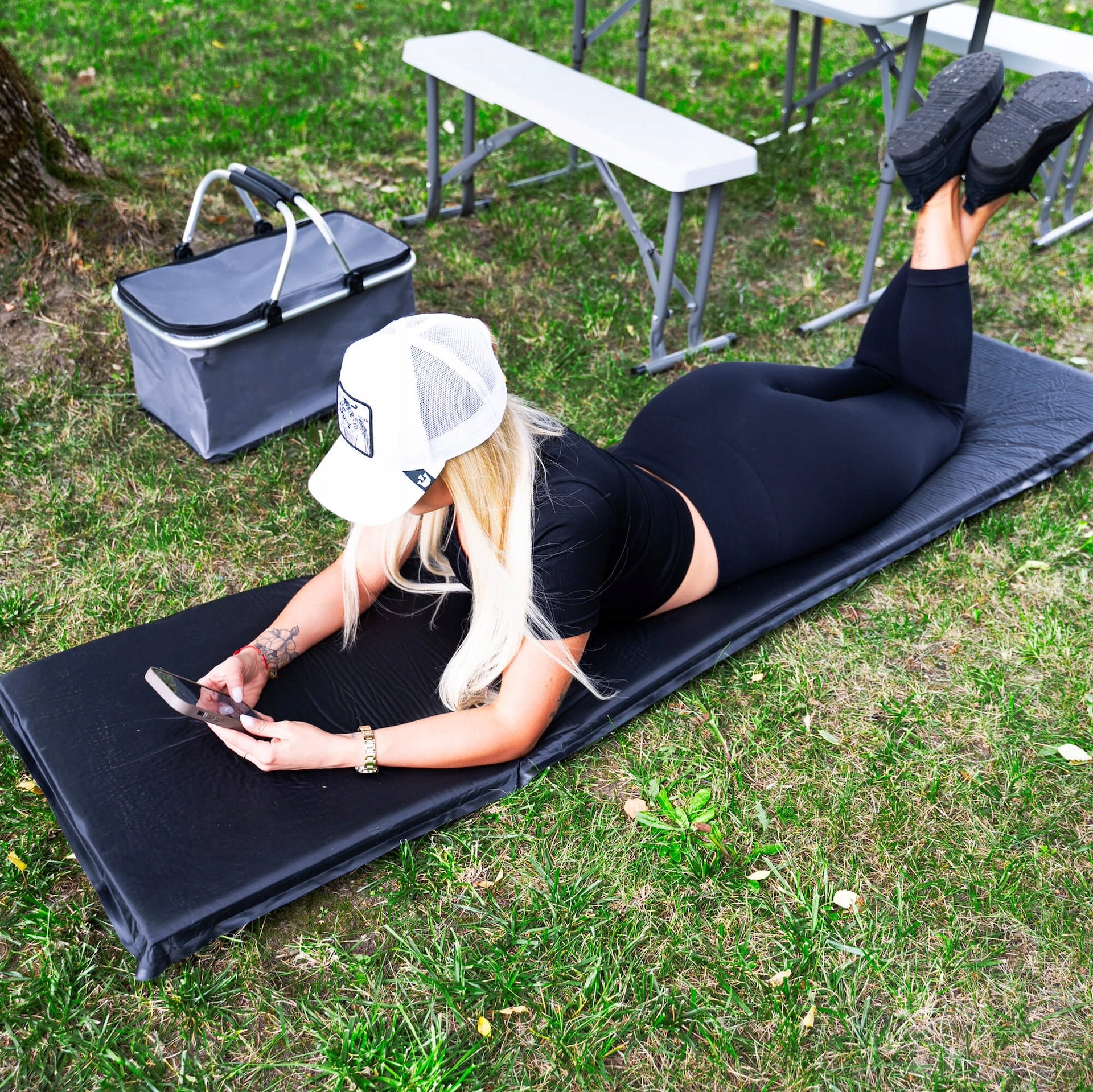 SELF-INFLATING MAT KARIMATA 180x50cm SOFT BLACK THICK MATTRESS COVER Packaging status original