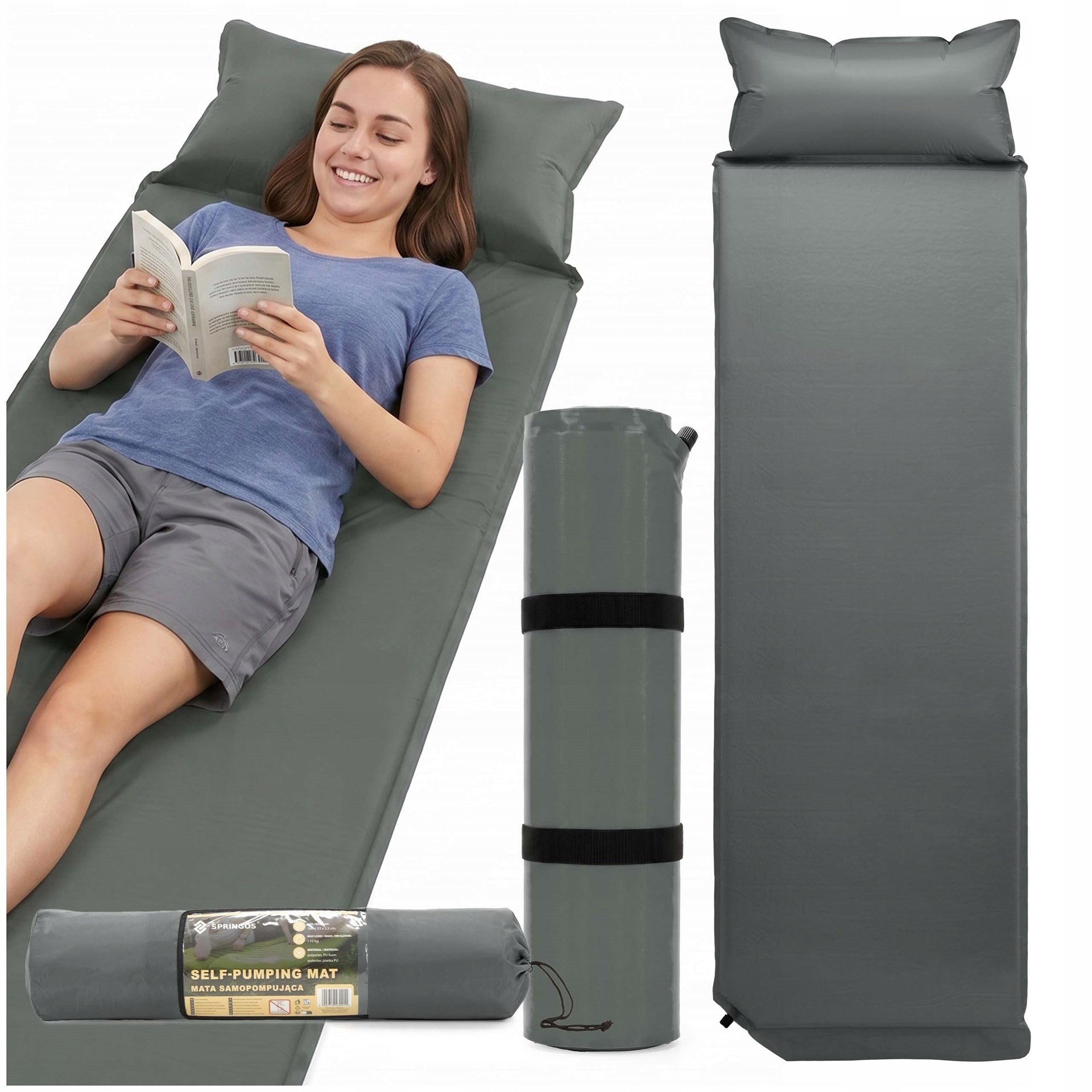 SELF-INFLATING MAT KARIMATA 186x53cm WITH PILLOW THICK WITH COVER MATTRESS