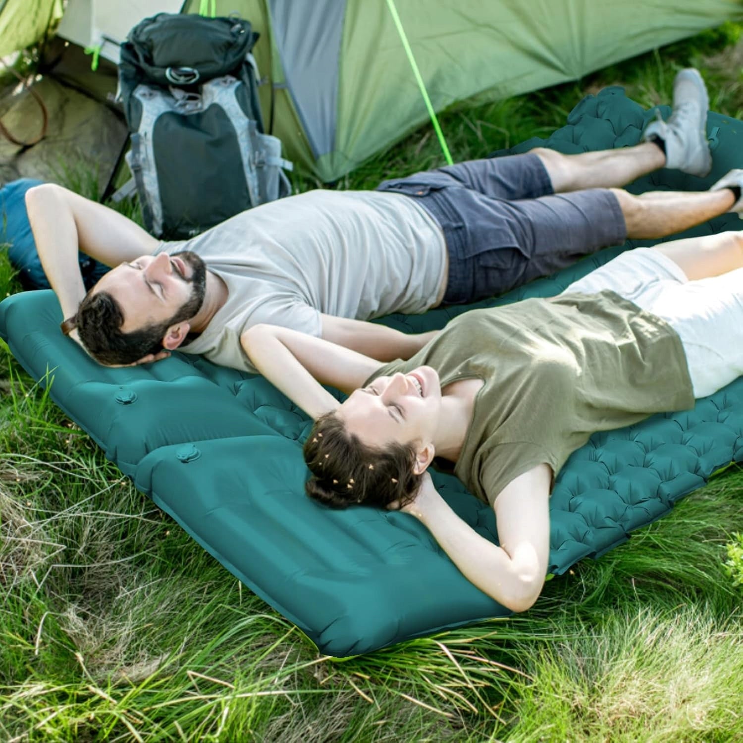 SELF-INFLATING MAT MATTRESS MAT DOUBLE WITH PILLOW 200X130X10CM Brand Bedee
