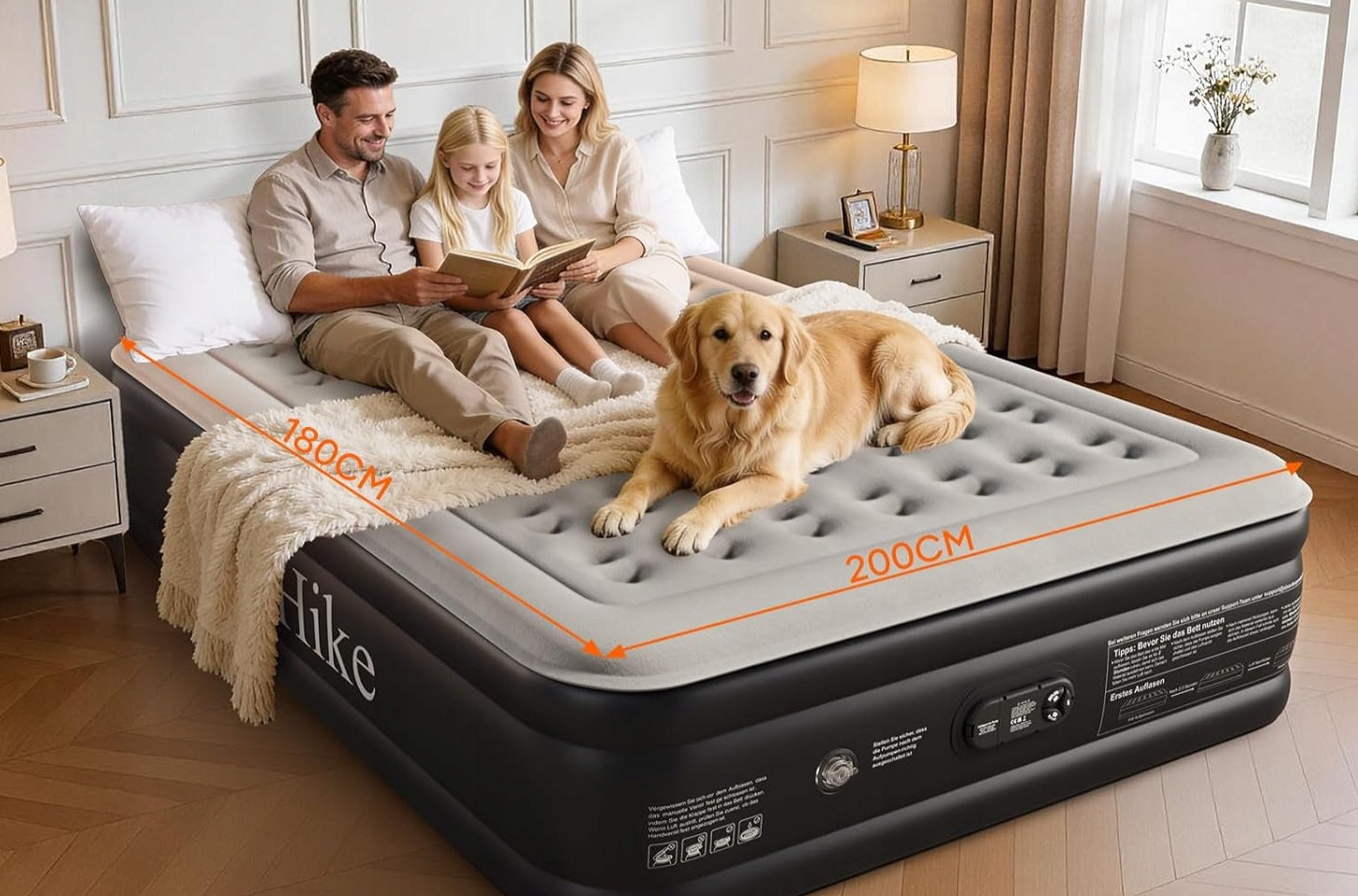 SELF-INFLATING MATTRESS XXXL 183 x 213 x 46 CM FOR 3 PEOPLE SOFA BED UP TO 330KG Brand Olarhike