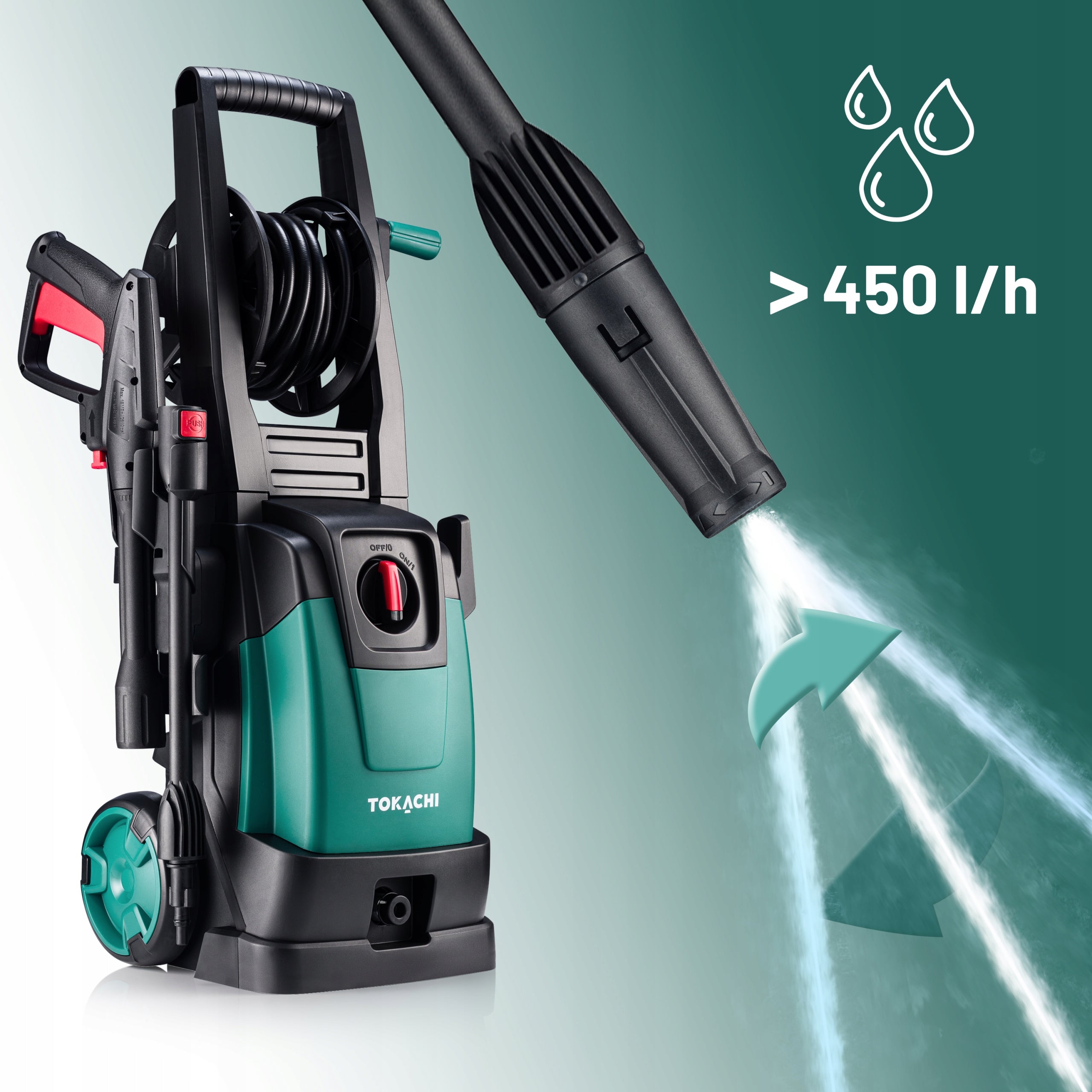 SELF-SUCTION PRESSURE WASHER POWERFUL PUMP 2000W TURBO NOZZLE L6 RETRACTOR SET Packaging status original