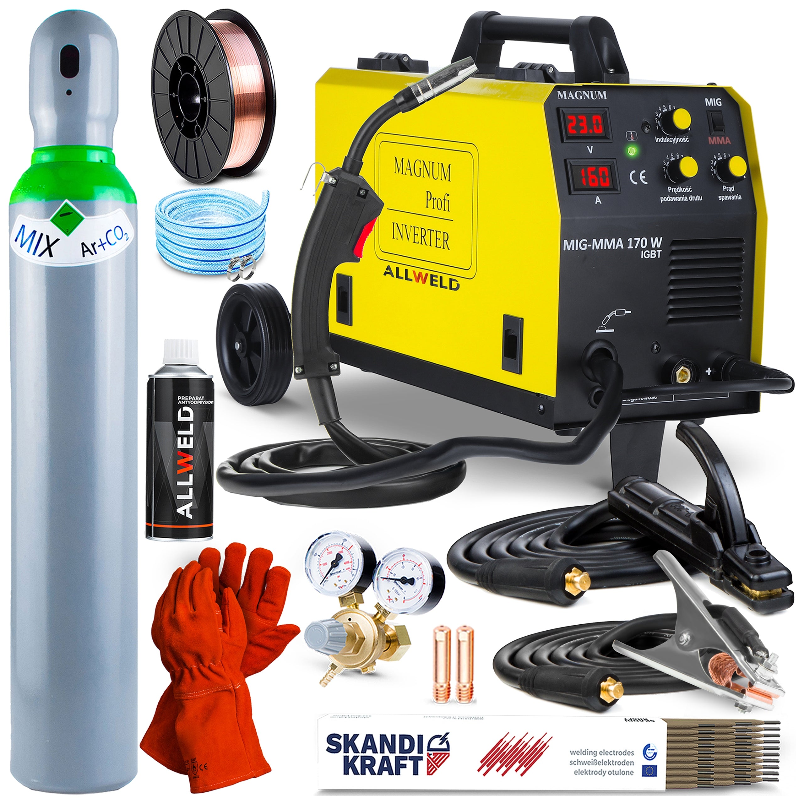 SEMI-AUTOMATIC WELDING MACHINE MAGNUM MIG 170W MMA ALU SYN 230V IGBT SOLDERING