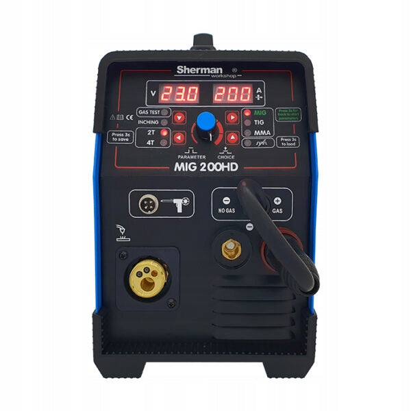 SEMI-AUTOMATIC WELDING MACHINE SHERMAN MIG 200 HD MMA TIG 200A 230V 3IN1 Manufacturer code SHERMAN MIG 200 HD DC LIFT ZESTAW UCHWYT