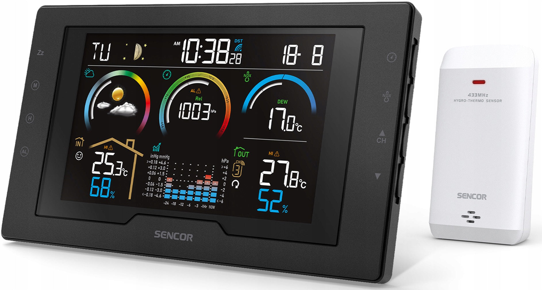 SENCOR SWS8000 Weather station BAROMETER FORECAST humidity up to 8 sensors Brand Sencor
