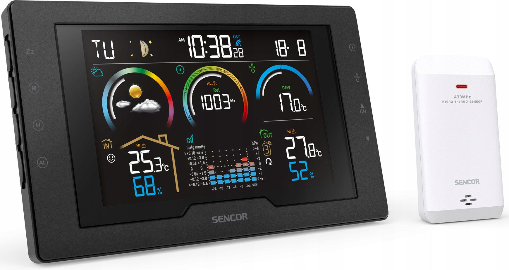 SENCOR SWS8000 Weather station BAROMETER FORECAST humidity up to 8 sensors