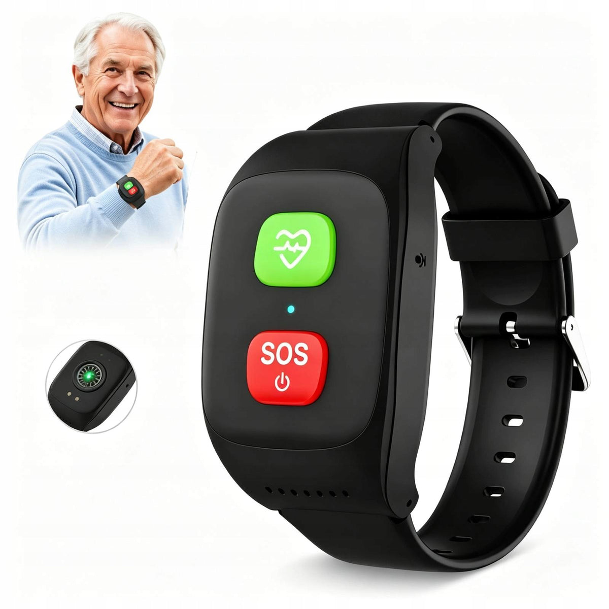 SENIOR WRISTBAND GPS SOS LOCATOR FALL SENSOR HEART RATE BUTTON IP67