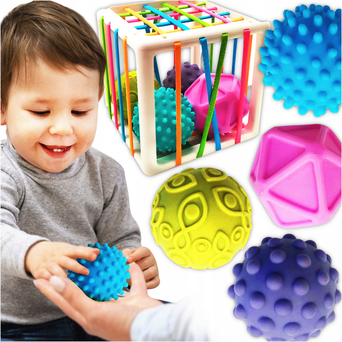 SENSORY BALLS FOR BABIES SORTER TOY DEVELOPING SENSES 3m +