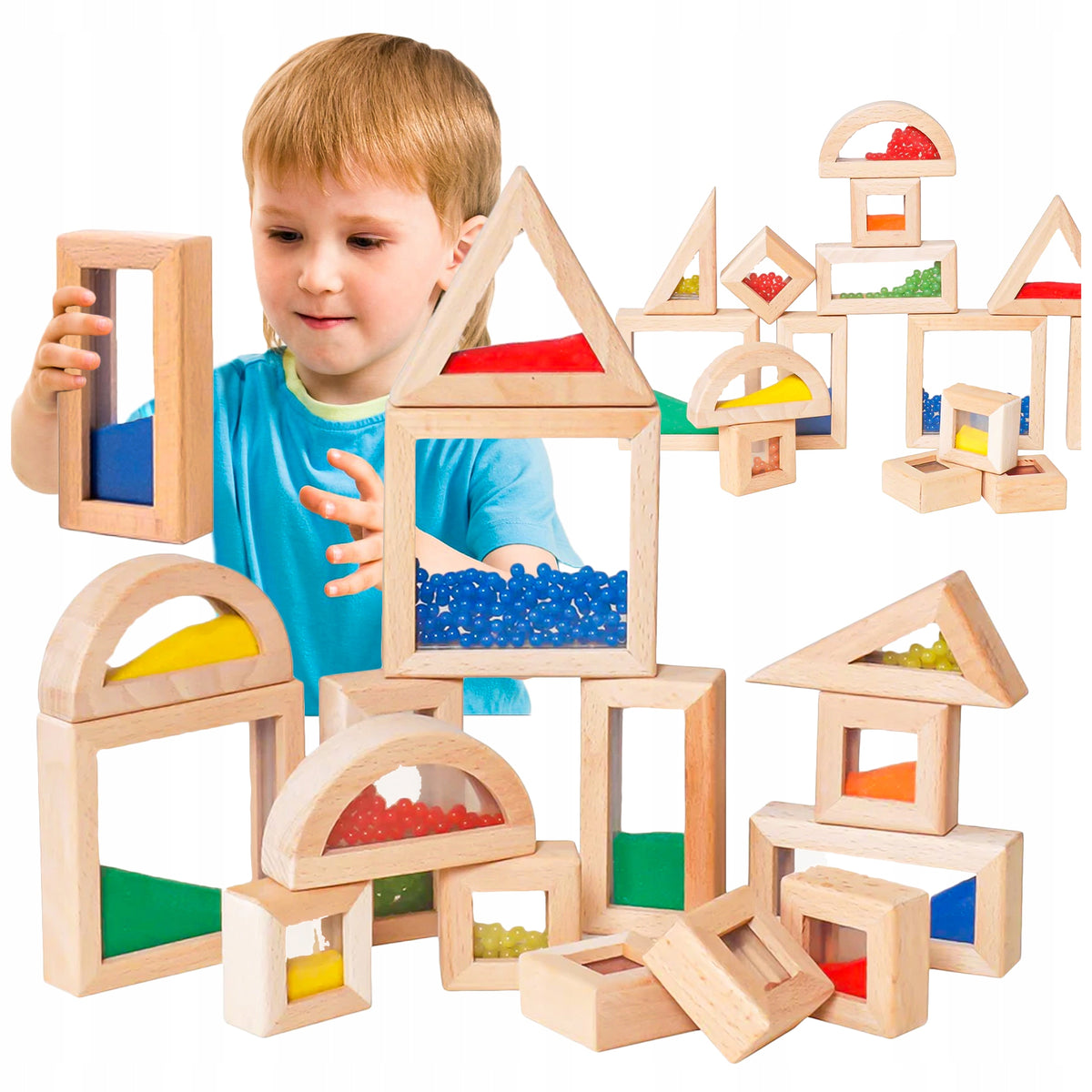 SENSORY BLOCKS WOODEN COLORFUL 15 EL CHILDREN MONTESSORI CONSTRUCTION