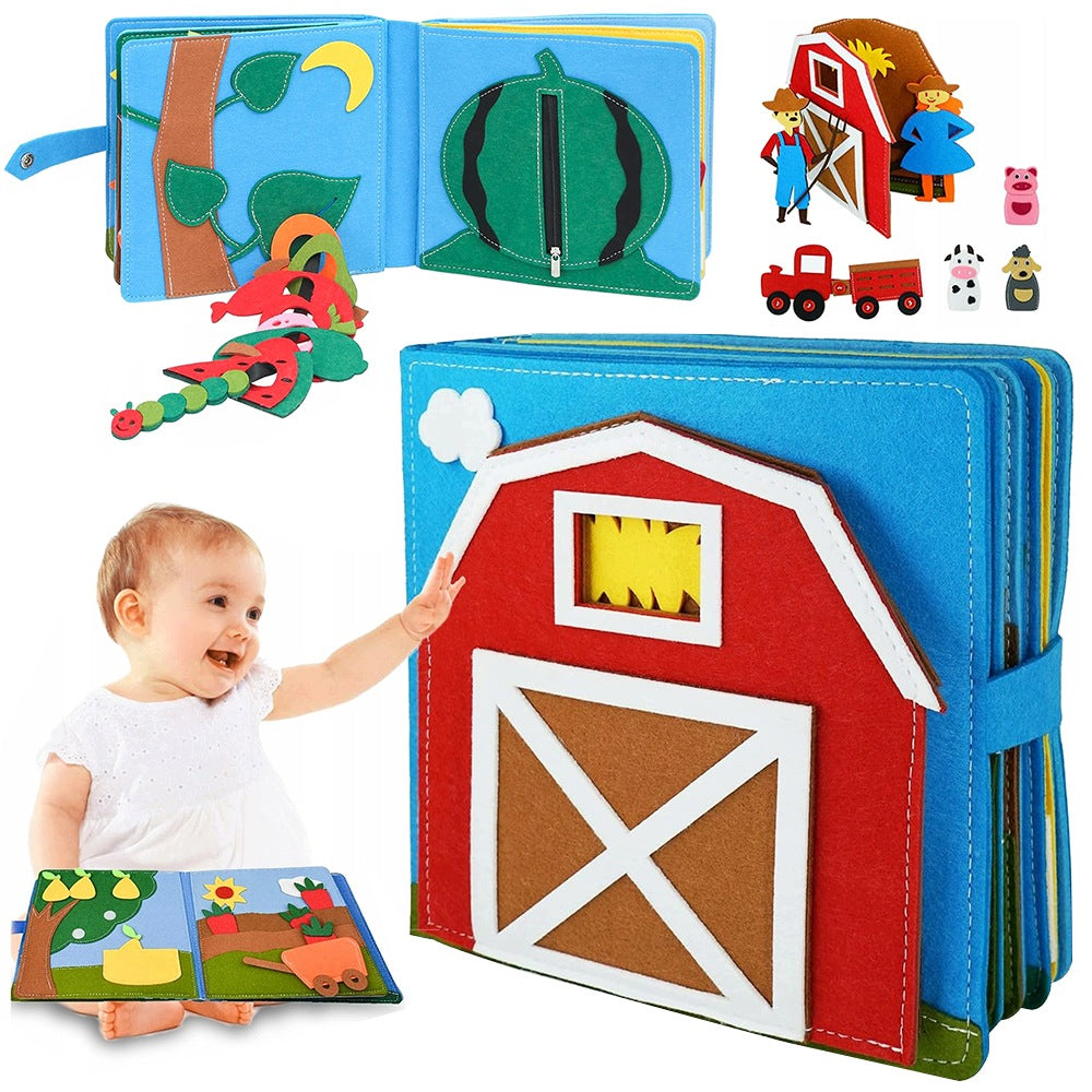 SENSORY BOOK FELT FARM MONTESSORI MANIPULATION BOARD 3+