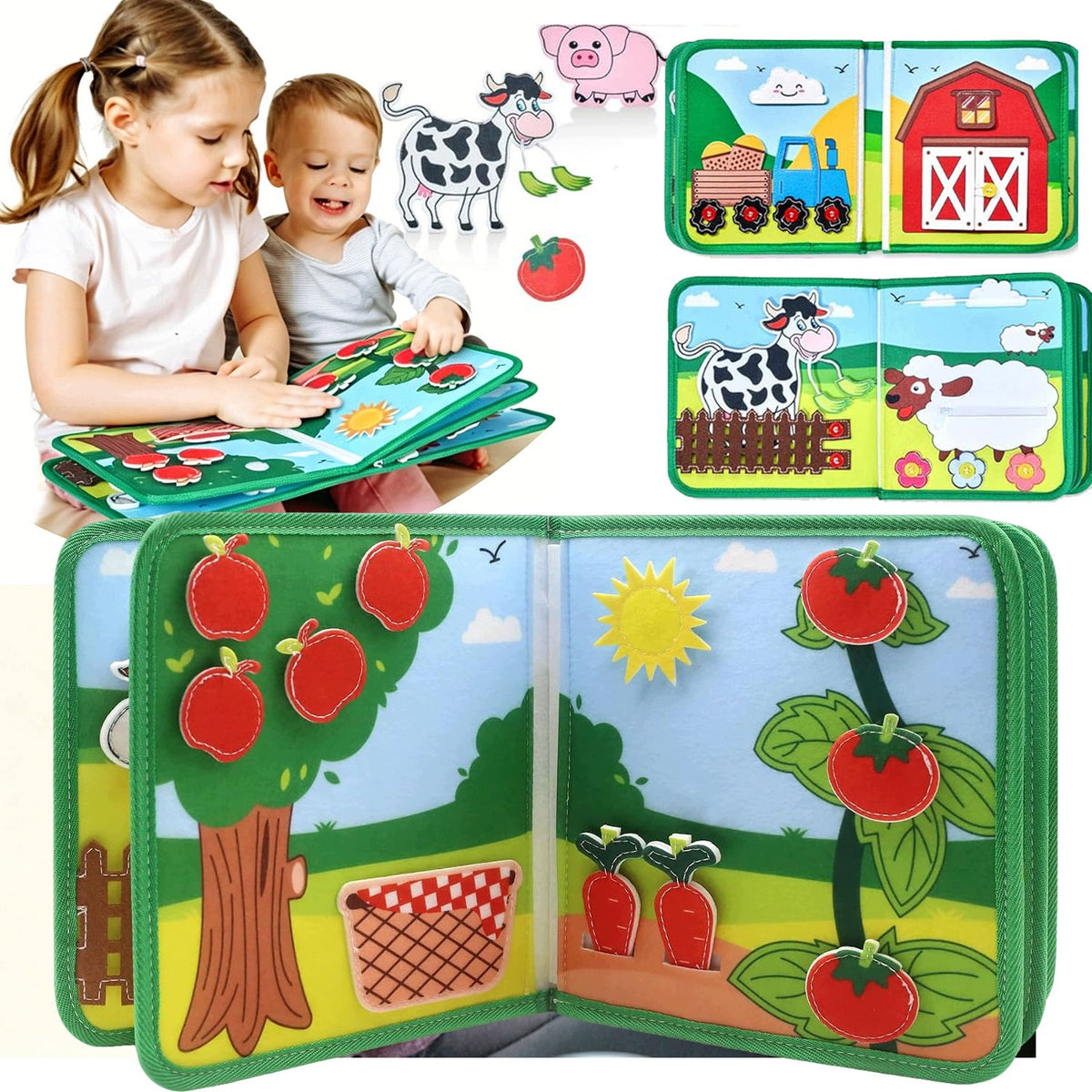 SENSORY BOOK FELT MONTESSORI CHILDREN'S BOOK WITH VELCRO