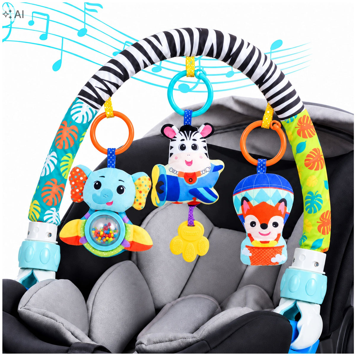 SENSORY BOW HEADBAND WITH TOYS RATTLE FOR STROLLER CRIB 0+
