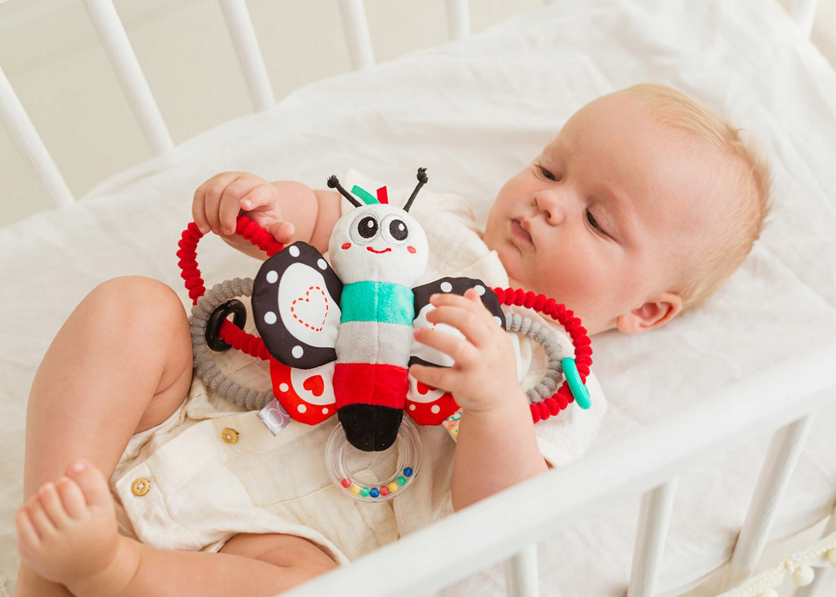 SENSORY BUTTERFLY ANTEK BELL BALIBAZOO RATTLE VARIOUS TEXTURES 0+ Manufacturer code Sensoryczny Motyl 82823