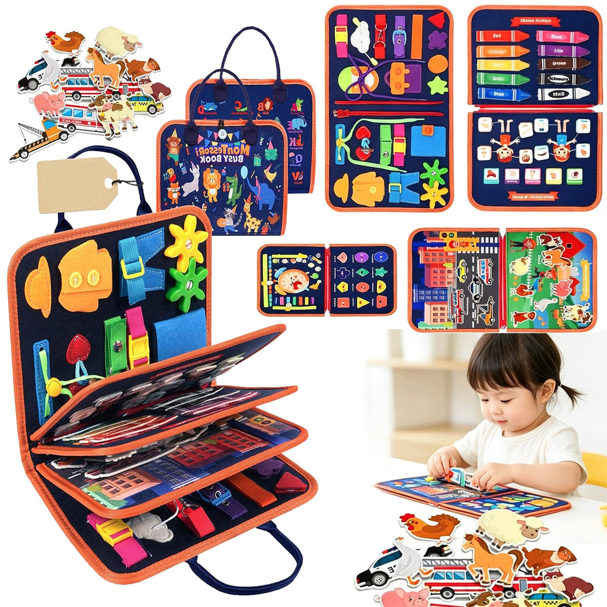 SENSORY CHILDREN'S BOOK FARM ANIMALS WITH VELCRO