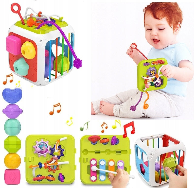 SENSORY EDUCATIONAL ACTIVITY CUBE FOR BABIES MONTESSORI 7in1