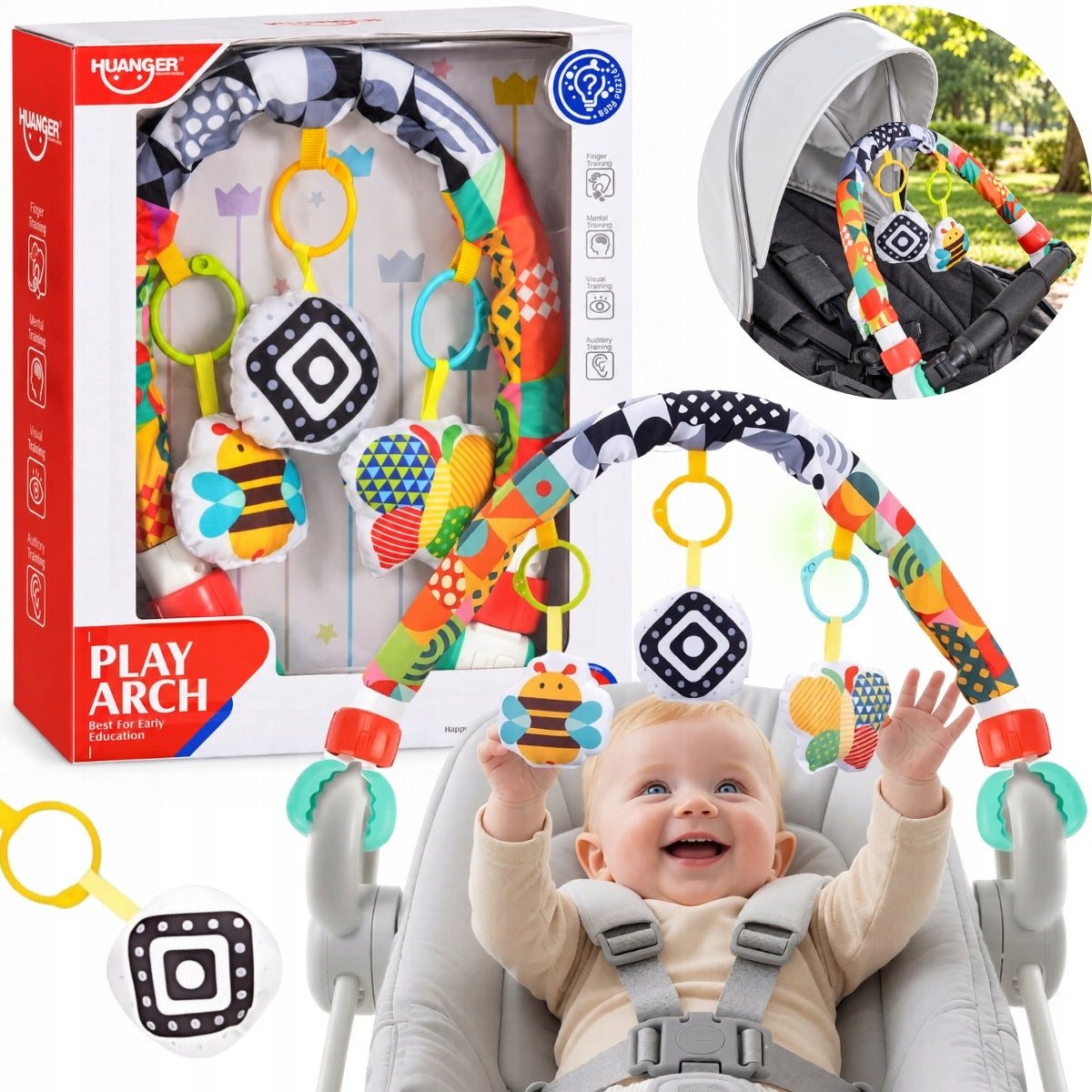 SENSORY HEADBAND CONTRAST PENDANT COLORFUL FOR STROLLER BED