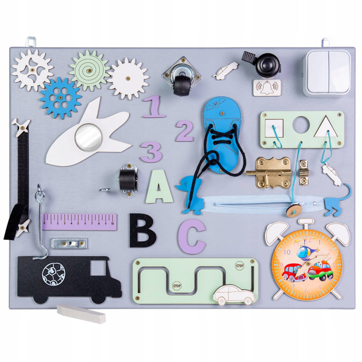 SENSORY MANIPULATION BOARD MONTESSORI 17IN1
