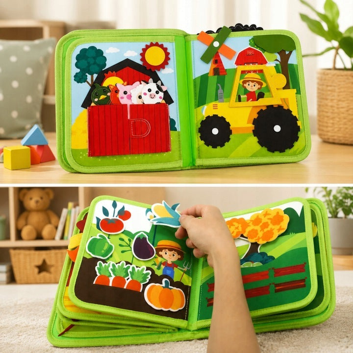 SENSORY MANIPULATION TOY EDUCATIONAL BOOK MONTESSORI FARM Brand Aptel