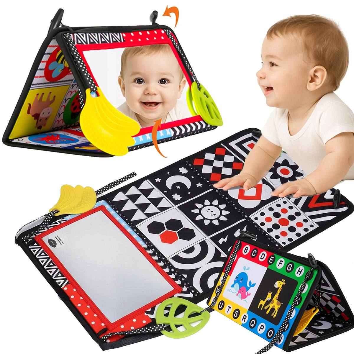 SENSORY MAT FOLDING WITH MIRROR BABY BOOK MIRROR