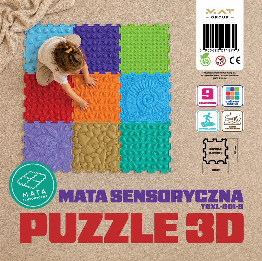 SENSORY MAT FOR CHILDREN PUZZLE 3D 9 EL. ORTHOPEDIC FOOT MASSAGE Manufacturer code TGXL-001-9 MATA SENSORYCZNA ORTOPEDYCZNA 9 EL