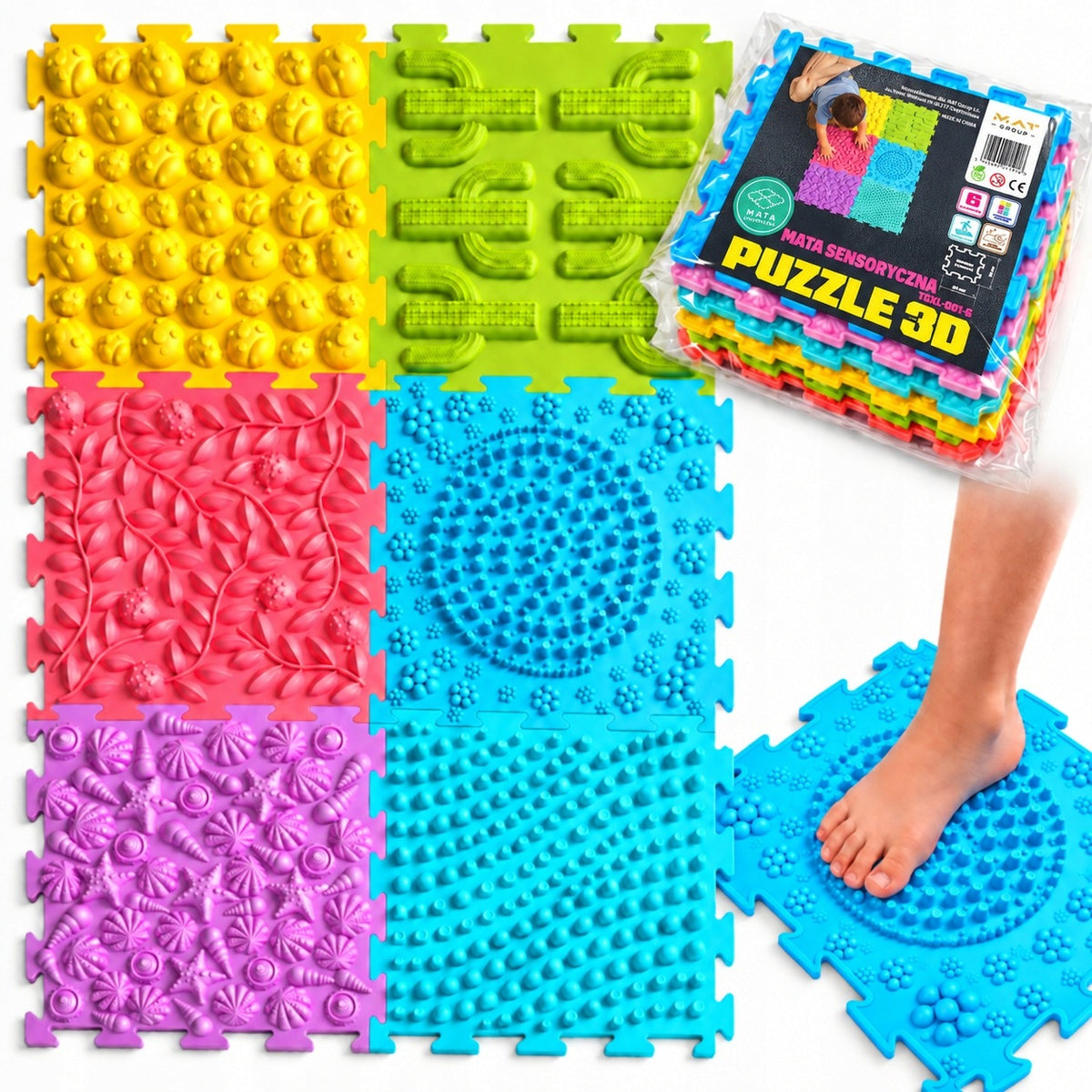 SENSORY MAT ORTHOPEDIC PATH FOR CHILDREN ASPERGERA ADHD XXL 6 pcs.