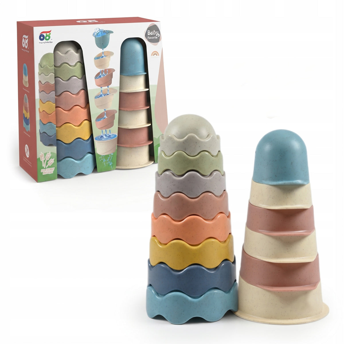 SENSORY PUZZLE SET CUPS TOWER PYRAMID BATH TOY