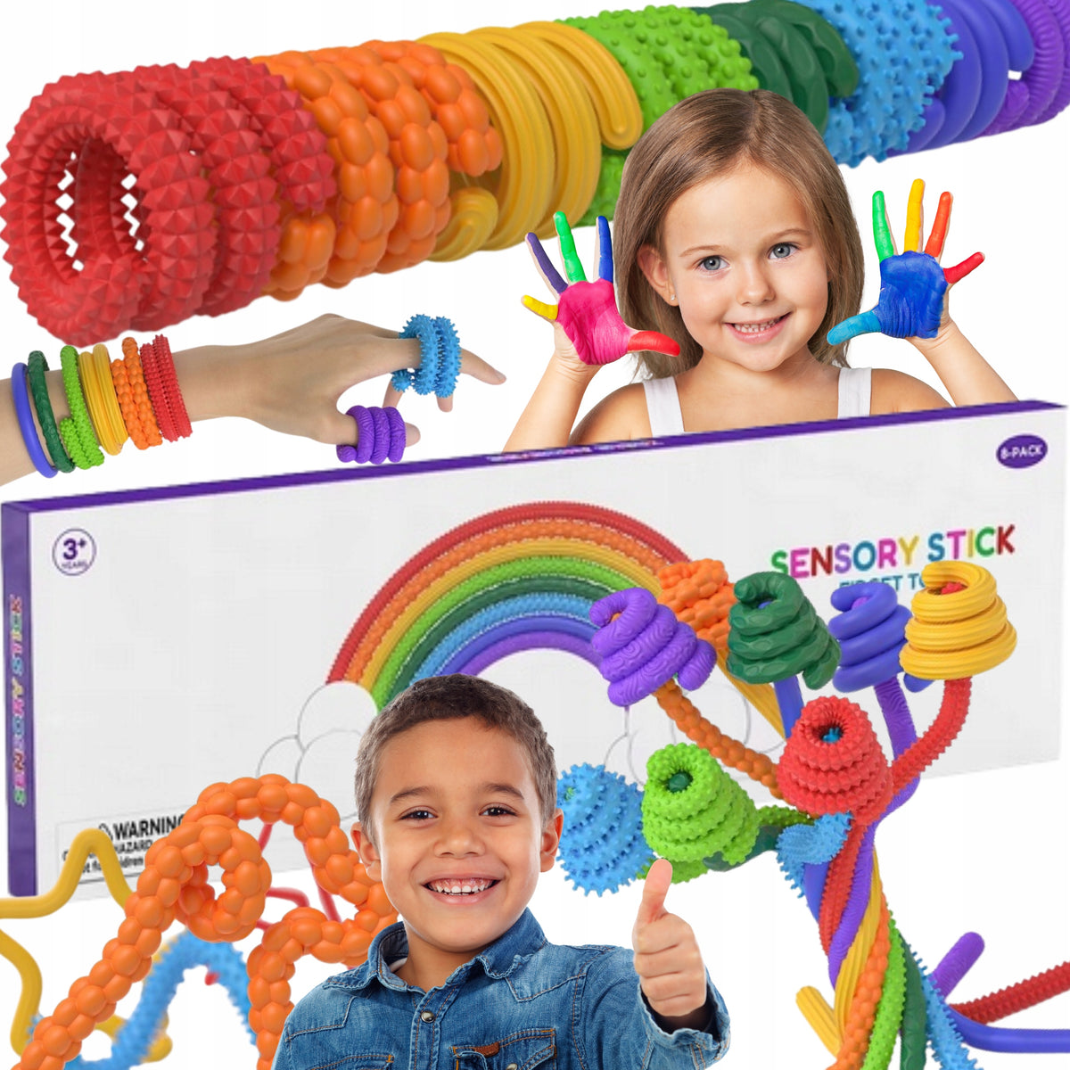 SENSORY STICKS ANTI-STRESS EDUCATIONAL TOY FIDGET STICKS 8 PCS