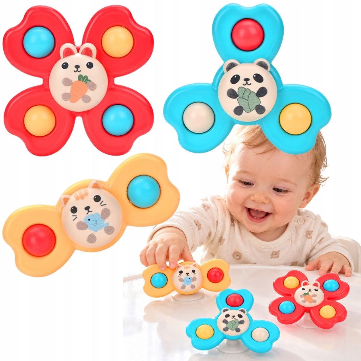 SENSORY TODDLER TOYS SPACE SPINERS SUCTION CUPS SPINNING