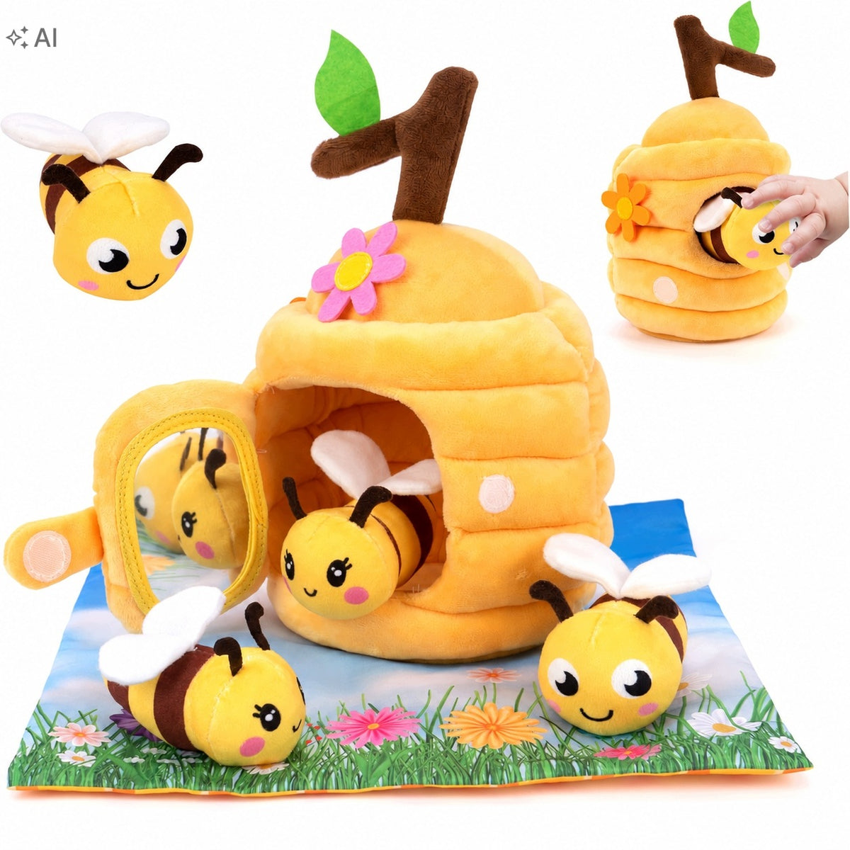 SENSORY TOY HIVE BEES PLUSH SOFT EDUCATIONAL MIRROR 8 EL Manufacturer code MIĘKKA DLA NIEMOWLĄT