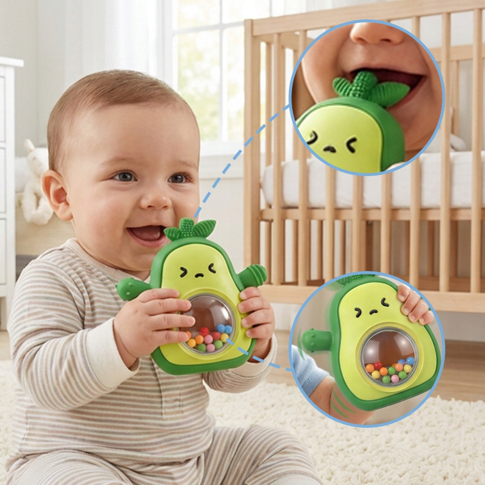 SENSORY TOY INTERACTIVE RATTLE SILICONE TEETHER AVOCADO Manufacturer code ZGEER TYVUBINOM