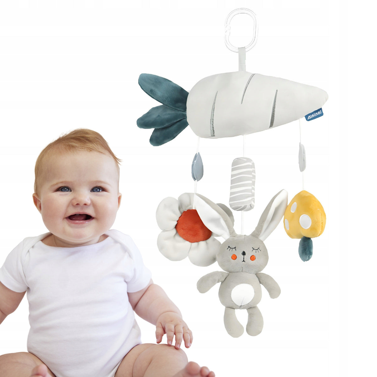 SENSORY TOY RABBIT for children for stroller car bed Aga4Kids