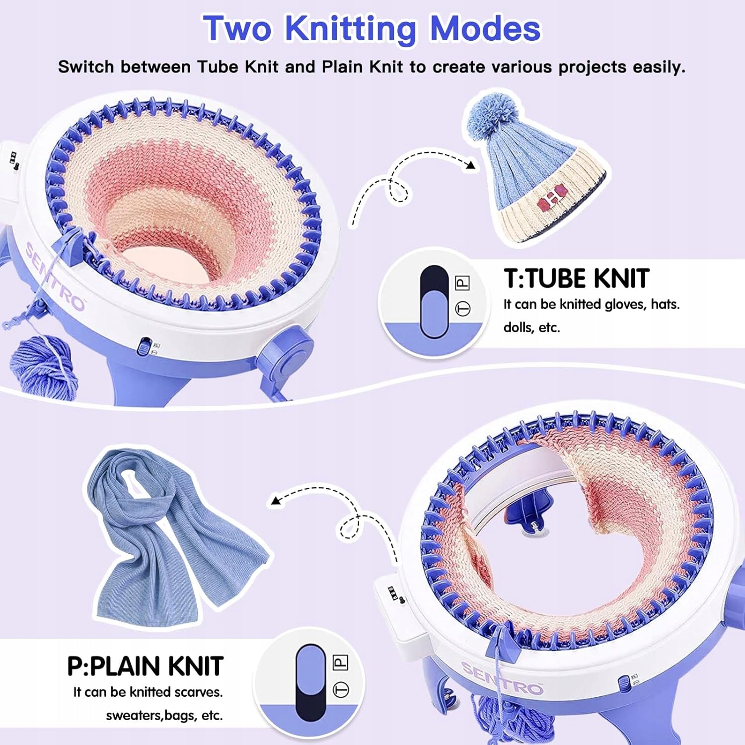 SENTRO knitting machine 48 knitting needles Dominant color blue