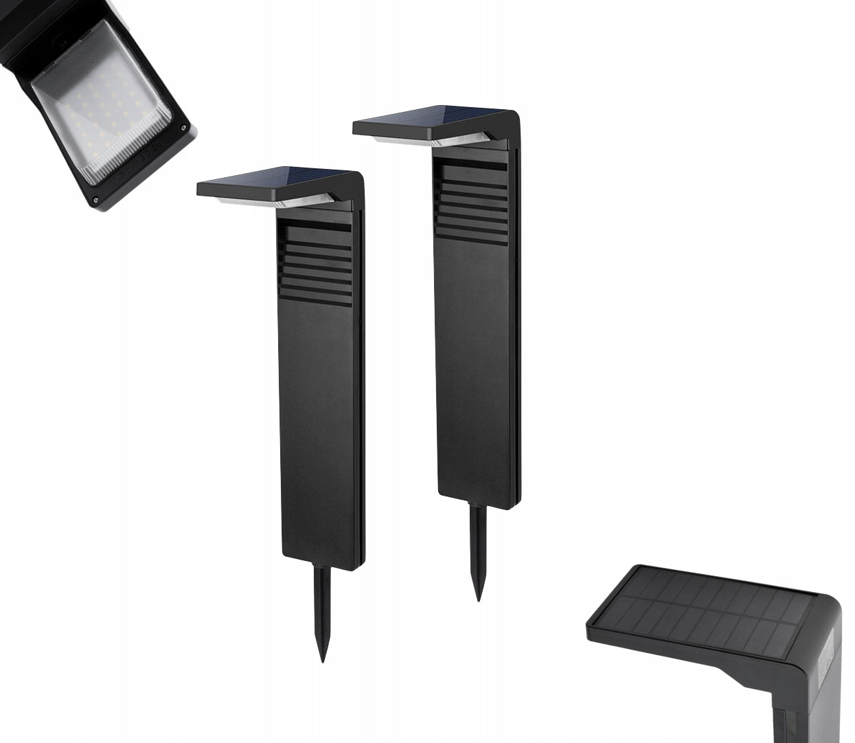 SET 2X Solar Garden Pole Standing Lamp LED 57cm Twilight Sensor