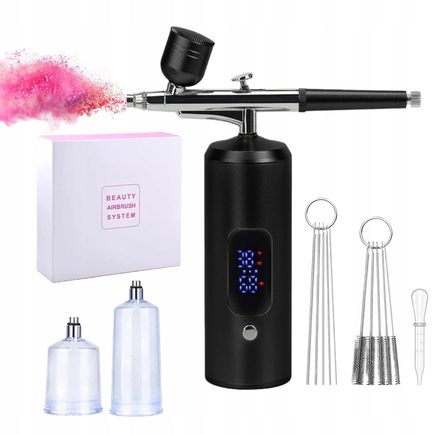 SET AIRBRUSH COMPRESSOR SPRAY GUN WIRELESS