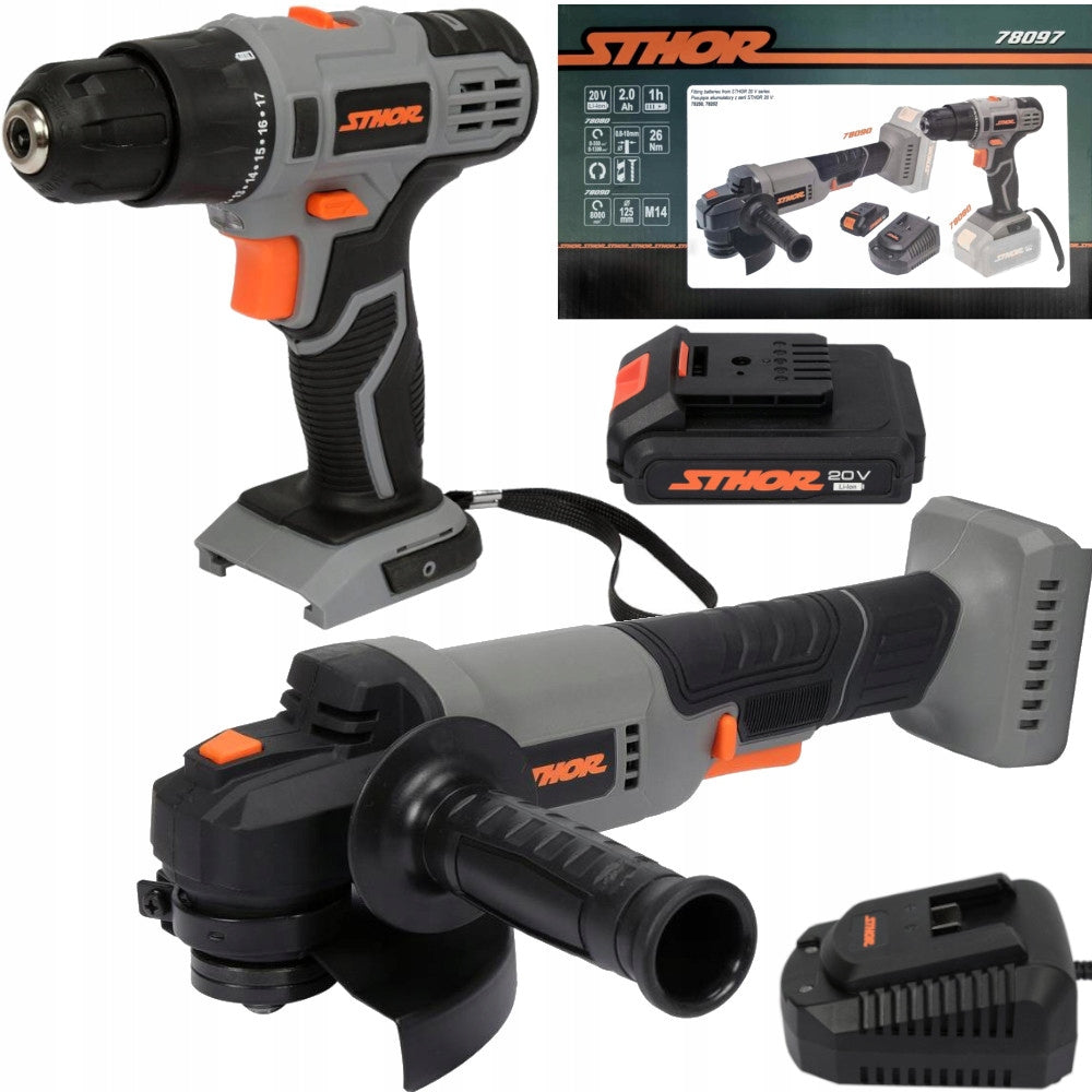 SET ANGLE GRINDER 125mm + SCREWDRIVER 20V 2Ah