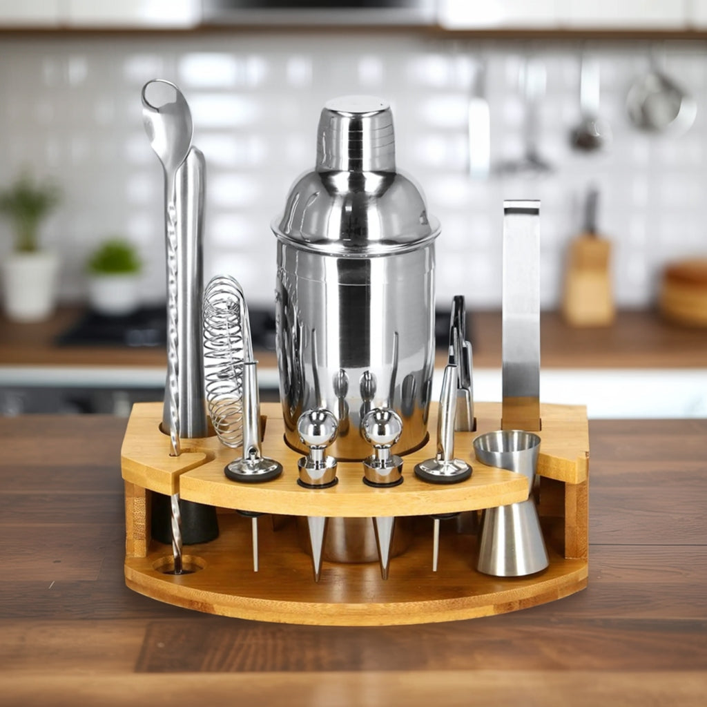 SET BARTENDING SHAKER FOR COCKTAIL DRINKS 12 ELEMENTS STAND 750 ml Manufacturer no brand