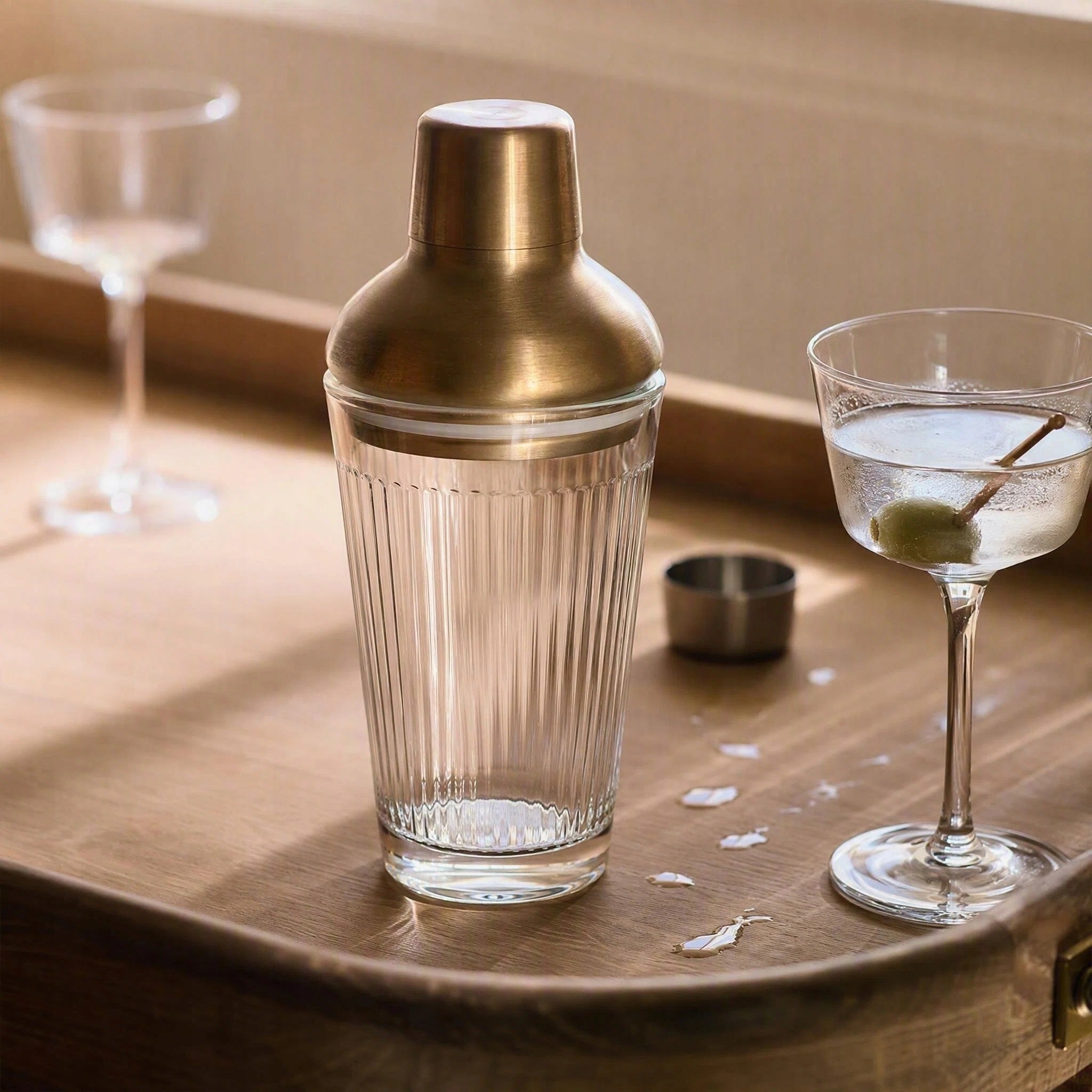 SET BARTENDING SHAKER FOR COCKTAIL DRINKS ALCOHOL GLASS GOLD Manufacturer code EPSCT01G
