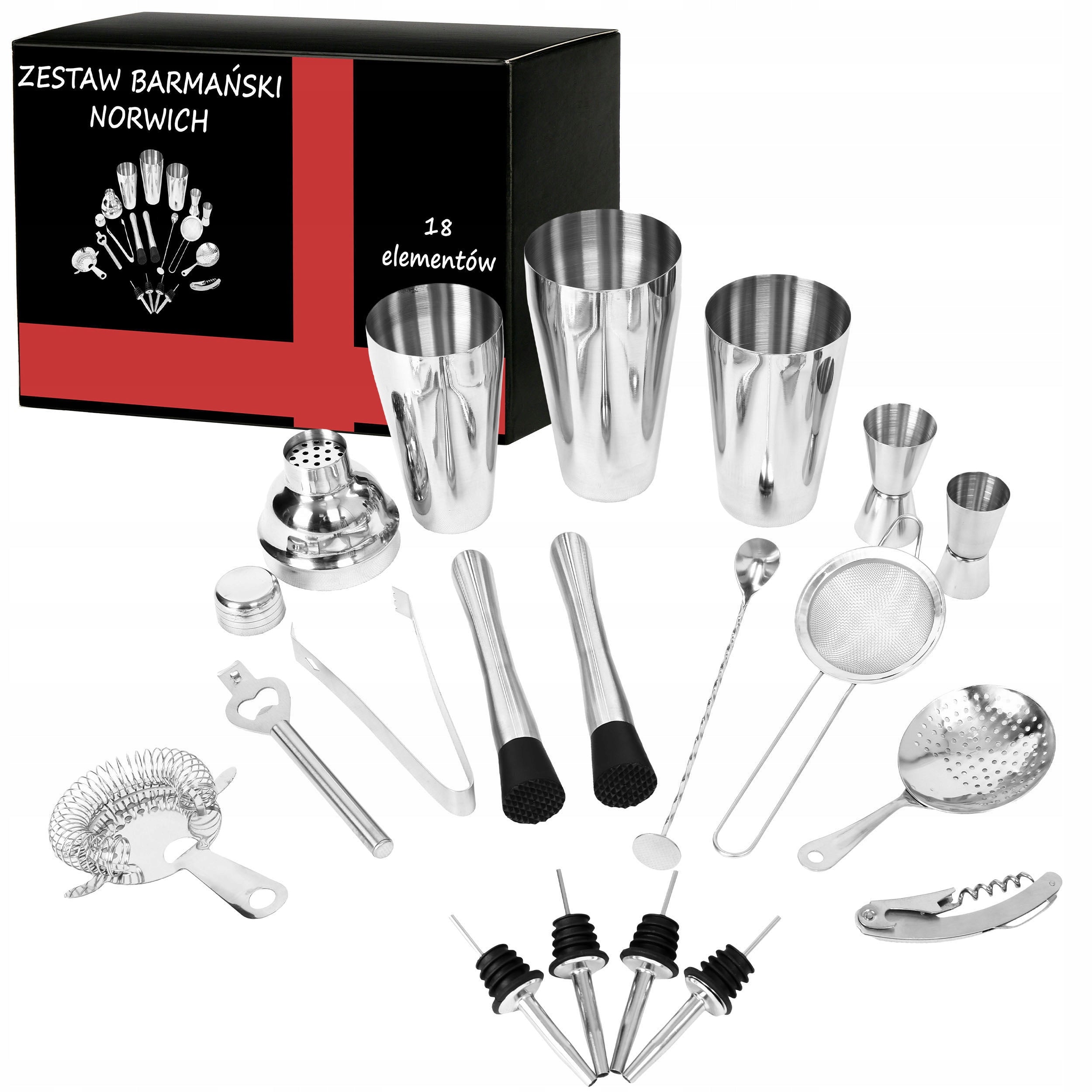 SET BARTENDING SHAKER FOR DRINKS BOSTON COCKTAILS LARGE 18 el