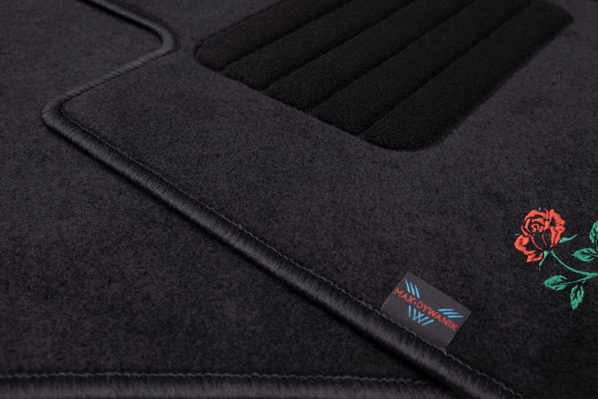 SET BLACK - Carpet wipers for the car - FLOWERS POLISH Manufacturer Max-Dywanik