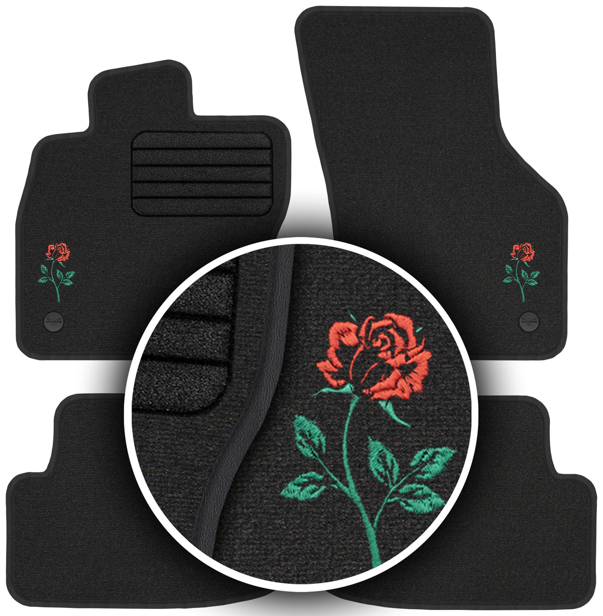 SET BLACK - Carpet wipers for the car - FLOWERS POLISH