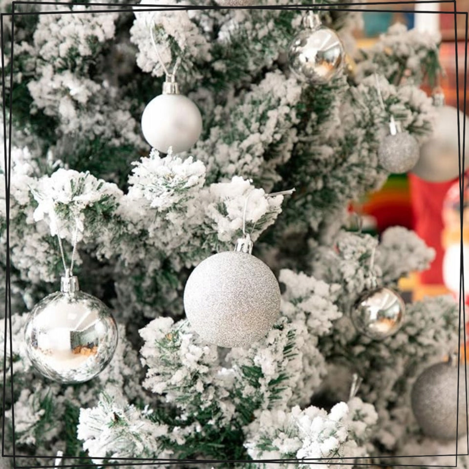 SET CHRISTMAS TREE BAUBLES PLASTIC CHRISTMAS TREE SILVER UNBREAKABLE CHRISTMAS Brand no brand